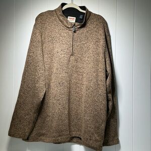 Wrangler Authentics Brown 1/4 Zip Pullover Jacket Soft Men's Size 2XL